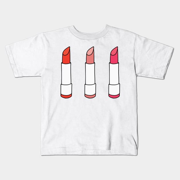 Red and Pink Lipstick Set Kids T-Shirt by murialbezanson